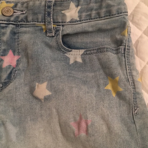 Blue Jean shorts with pastel stars on them - Picture 2 of 7